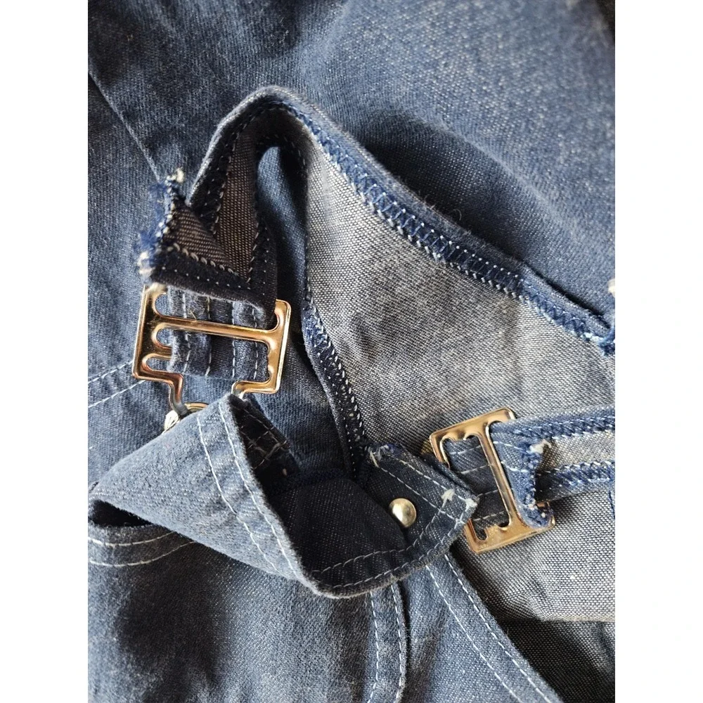 Vintage Carter's Denim Baby Overalls 12 Months‎ Made in USA Gold Hardware Red...
